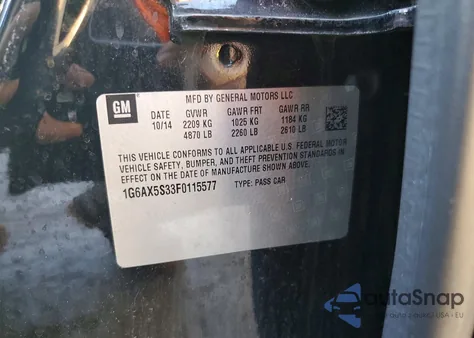 2015 Cadillac Cts Luxury Collection из США, поврежденный, VIN 1G6AX5S33F0115577